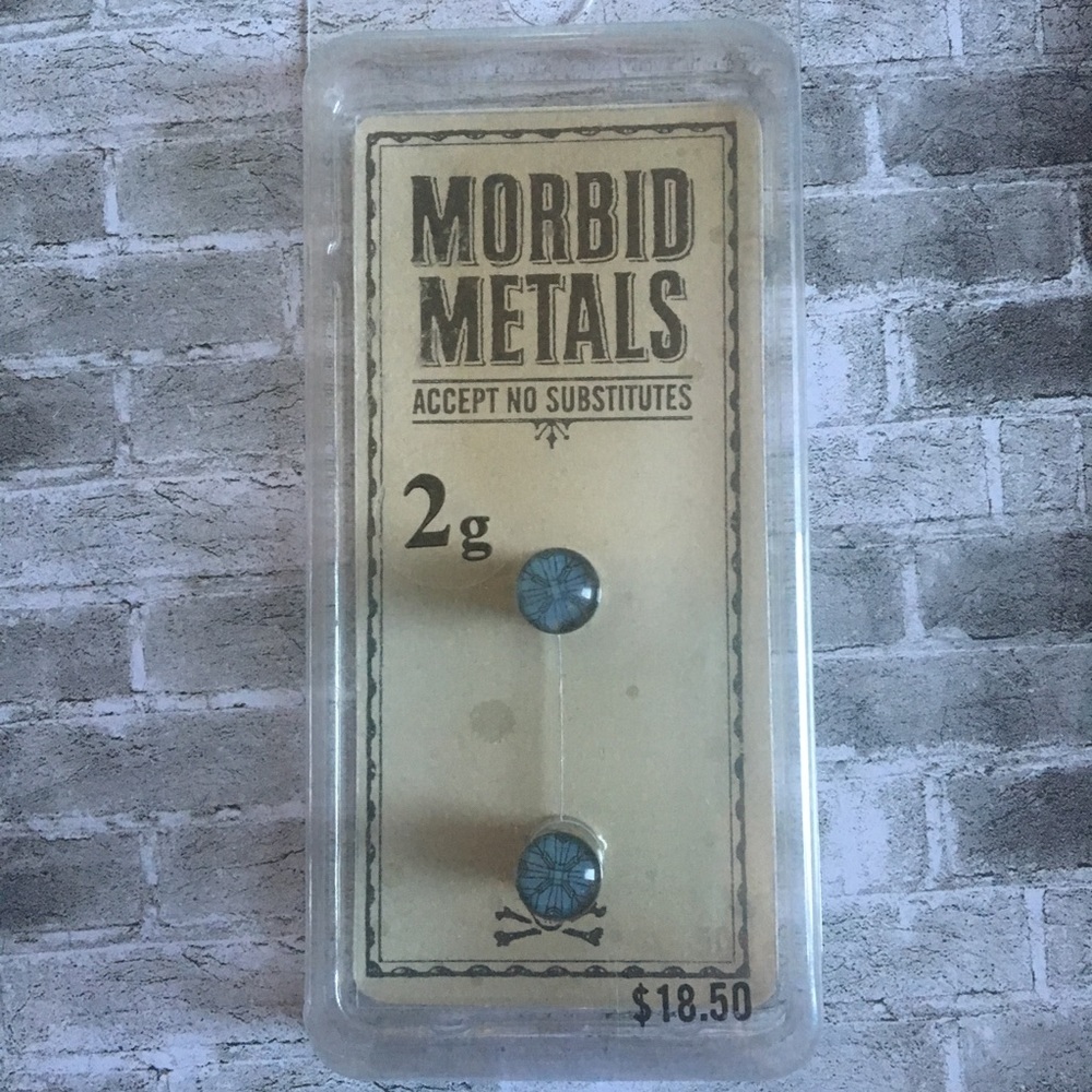 Blue geometric spool plugs